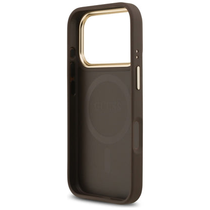 Guess 4G Strass Logotipas MagSafe dėklas iPhone 17 Pro (Rudas)