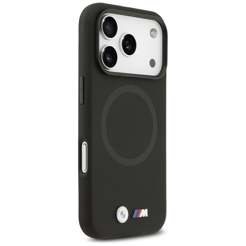 BMW M FW metalinis logotipas MagSafe - dėklas iPhone 17 Pro (juodas)