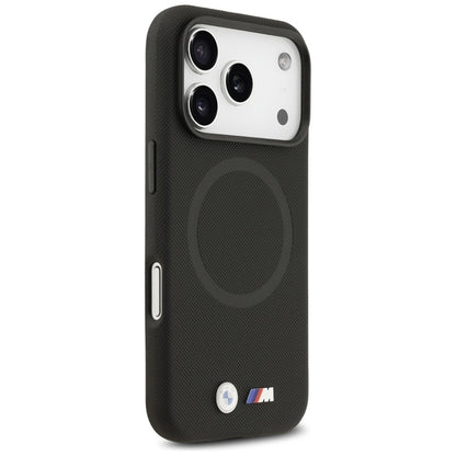 BMW M FW metalinis logotipas MagSafe - dėklas iPhone 17 Pro (juodas)