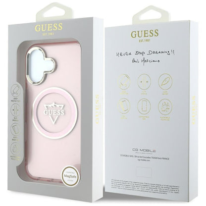 Guess IML Metal Mountain Logo MagSafe – dėklas skirtas iPhone 16 (rožinis)