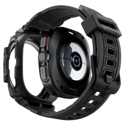 Spigen Rugged Armor Pro - Dirželis + Dėklas, skirtas Samsung Galaxy Watch Ultra 47 mm (2025/2024) (Matinė Juoda)