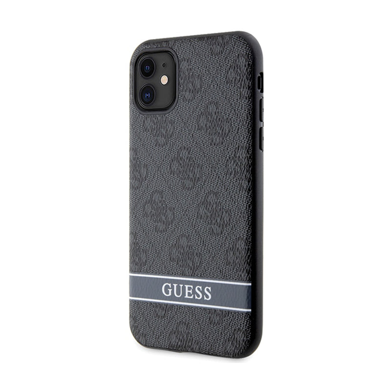 Guess 4G Printed Stripe – dėklas, skirtas „iPhone 11“ / „iPhone XR“ (pilkas)