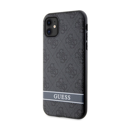 Guess 4G Printed Stripe – dėklas, skirtas „iPhone 11“ / „iPhone XR“ (pilkas)