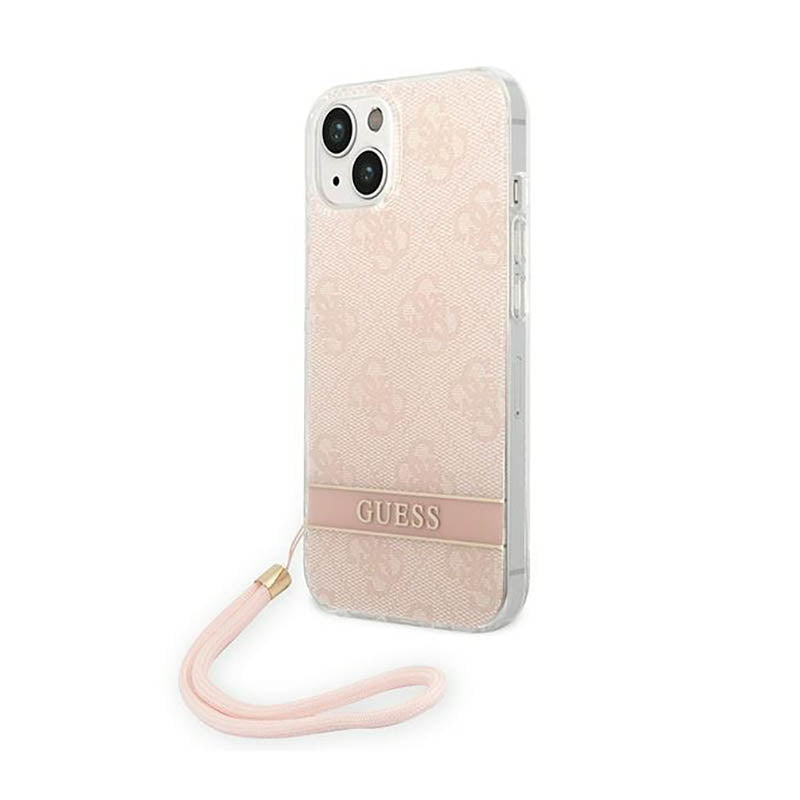 Guess 4G Print Cord - dėklas iPhone 14 Plus (rožinis)