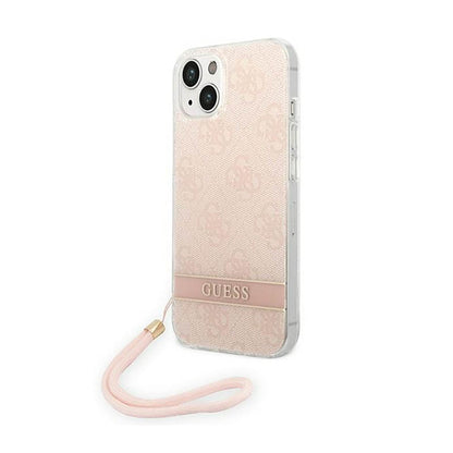 Guess 4G Print Cord - dėklas iPhone 14 Plus (rožinis)