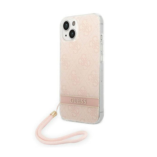 Guess 4G Print Cord - dėklas iPhone 14 Plus (rožinis)