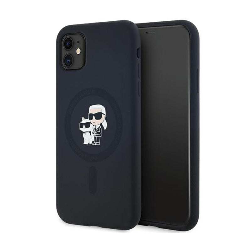 Karl Lagerfeld Silicone Karl & Choupette MagSafe – „iPhone 11“ dėklas (juodas)