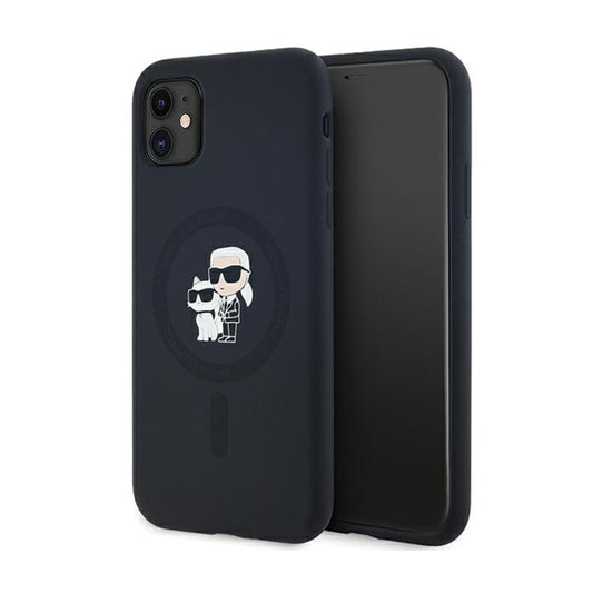 Karl Lagerfeld Silicone Karl & Choupette MagSafe – „iPhone 11“ dėklas (juodas)