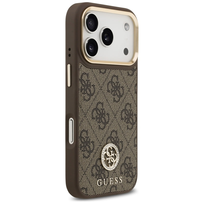 Guess 4G Strass Logotipas MagSafe dėklas iPhone 17 Pro (Rudas)