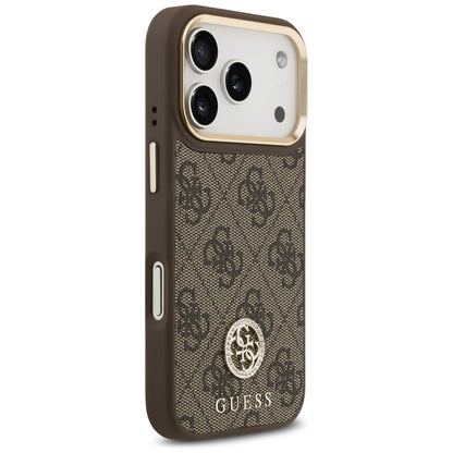 Guess 4G Strass Logotipas MagSafe dėklas iPhone 17 Pro (Rudas)