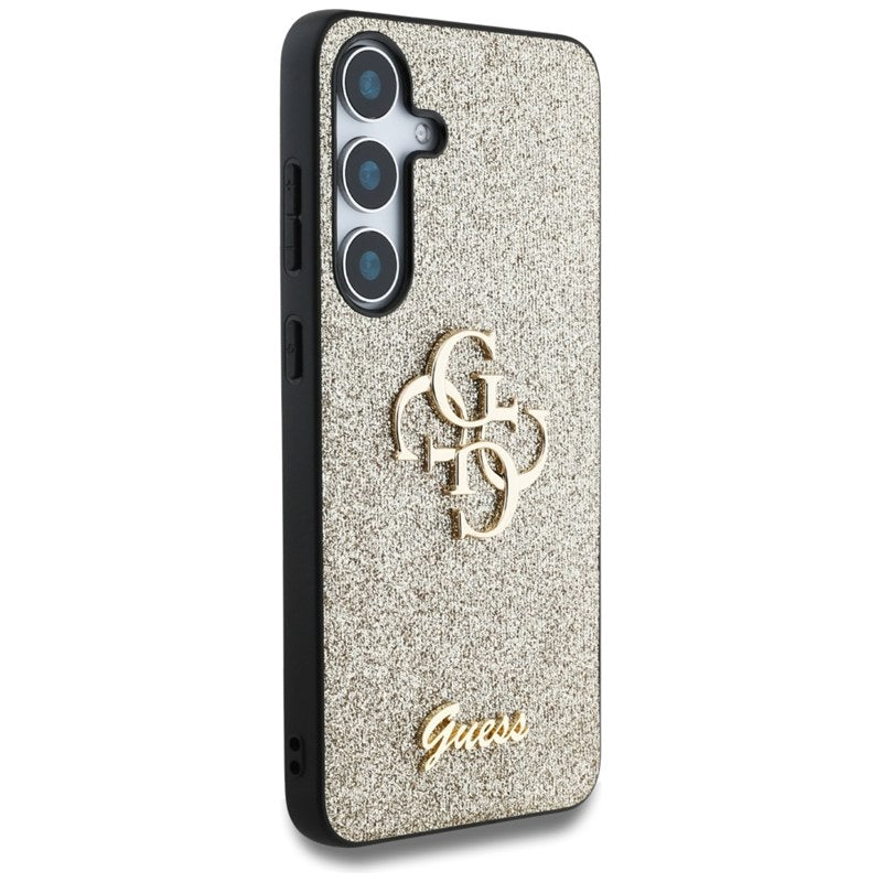 Guess Fixed Glitter Big 4G Metal Logo - dėklas Samsung Galaxy S25+ (auksinis)