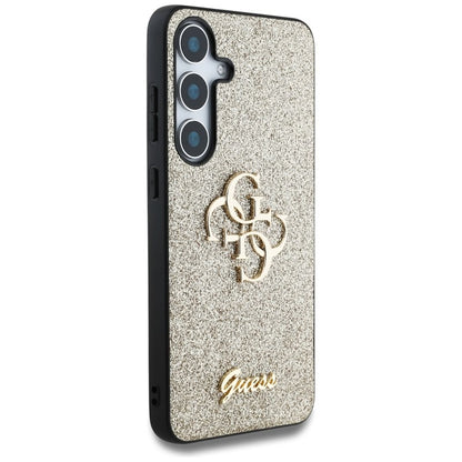Guess Fixed Glitter Big 4G Metal Logo - dėklas Samsung Galaxy S25+ (auksinis)