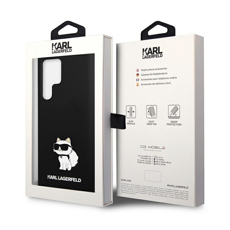 Karl Lagerfeld Silicone Choupette – dėklas, skirtas „Samsung Galaxy S24 Ultra“ (juodas)