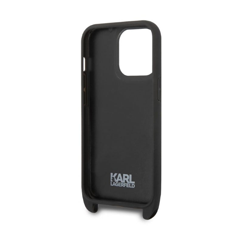 Karl Lagerfeld Monogram Plaque Logo Strap – dėklas, skirtas „iPhone 14 Pro“ (juodas)