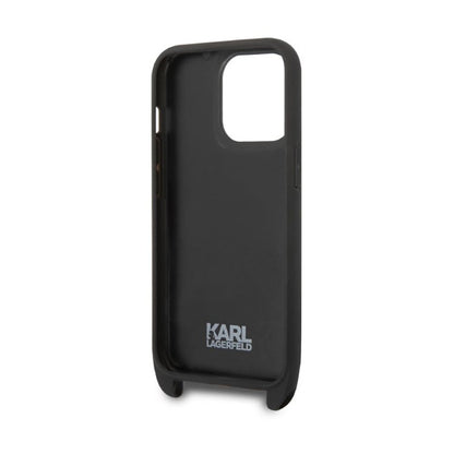 Karl Lagerfeld Monogram Plaque Logo Strap – dėklas, skirtas „iPhone 14 Pro“ (juodas)