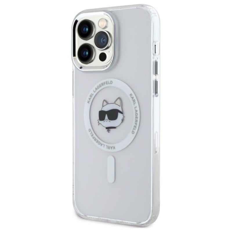 Karl Lagerfeld IML Metal Choupette Head MagSafe – dėklas iPhone 13 Pro Max (baltas)
