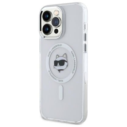 Karl Lagerfeld IML Metal Choupette Head MagSafe – dėklas iPhone 13 Pro Max (baltas)
