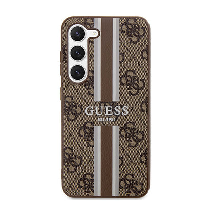Guess 4G Printed Stripe – dėklas, skirtas Samsung Galaxy S23 (rudas)