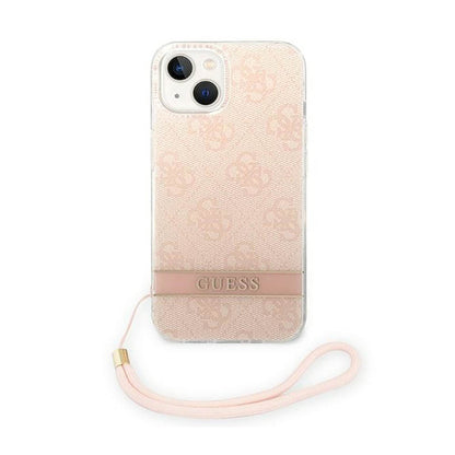 Guess 4G Print Cord - dėklas iPhone 14 Plus (rožinis)