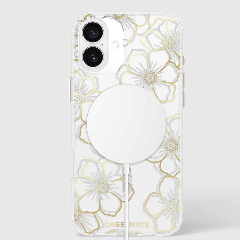 Case-Mate Floral Gems MagSafe – dėklas iPhone 16 Plus (auksinis)