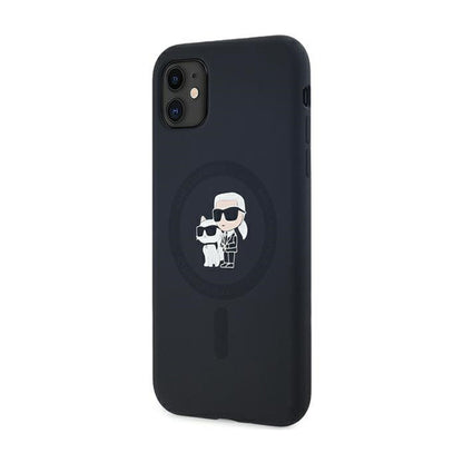 Karl Lagerfeld Silicone Karl & Choupette MagSafe – „iPhone 11“ dėklas (juodas)