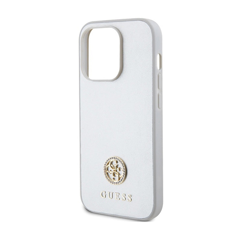 Guess 4G Strass metalinis logotipas – dėklas iPhone 15 Pro (sidabrinis)