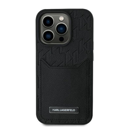 Karl Lagerfeld Cardslots Monogram – dėklas, skirtas „iPhone 16 Pro Max“ (juodas)