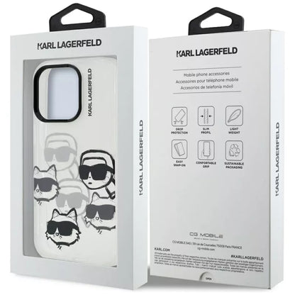 Karl Lagerfeld IML Multi K&C Head Pattern dėklas, skirtas iPhone 16 Pro (skaidrus)
