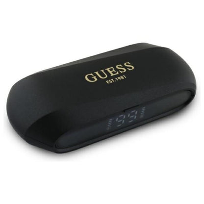 Guess Elongated Metallic Printed Logo - Bluetooth TWS ausinės + įkrovimo dėklas (juodos spalvos)