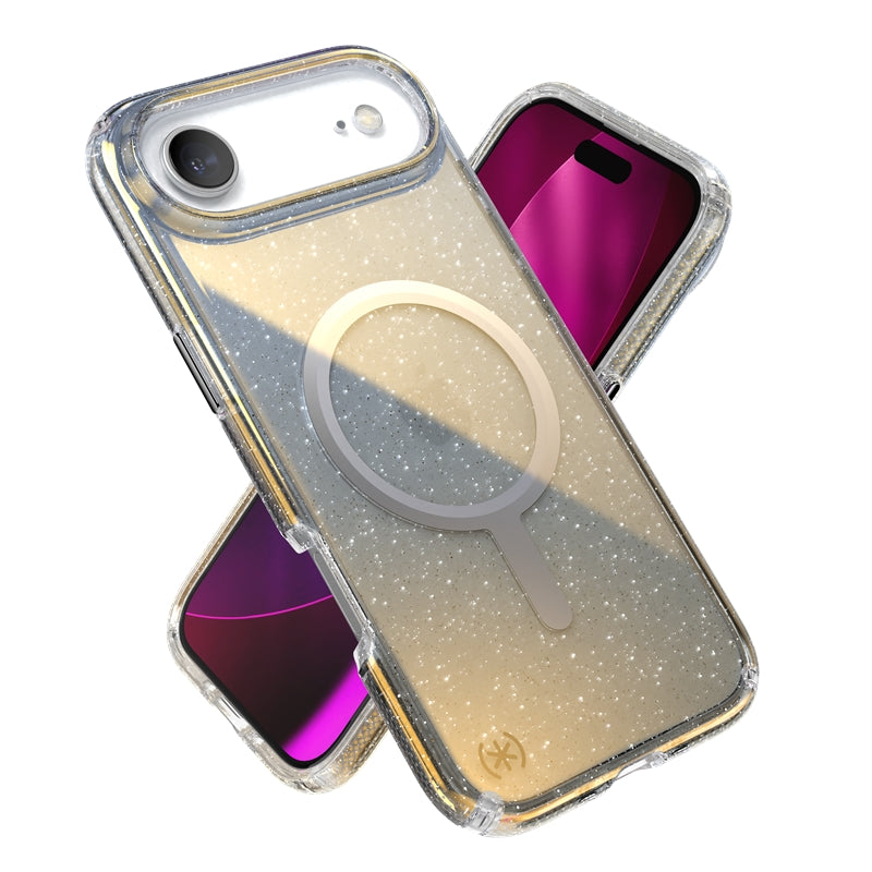 Speck Presidio Lux MagSafe - iPhone Air dėklas (Hyper Mirror Glitter / Sidabro Metalo)