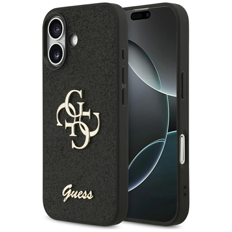 Guess Fixed Glitter Big 4G - Dėklas iPhone 17 (juodas)