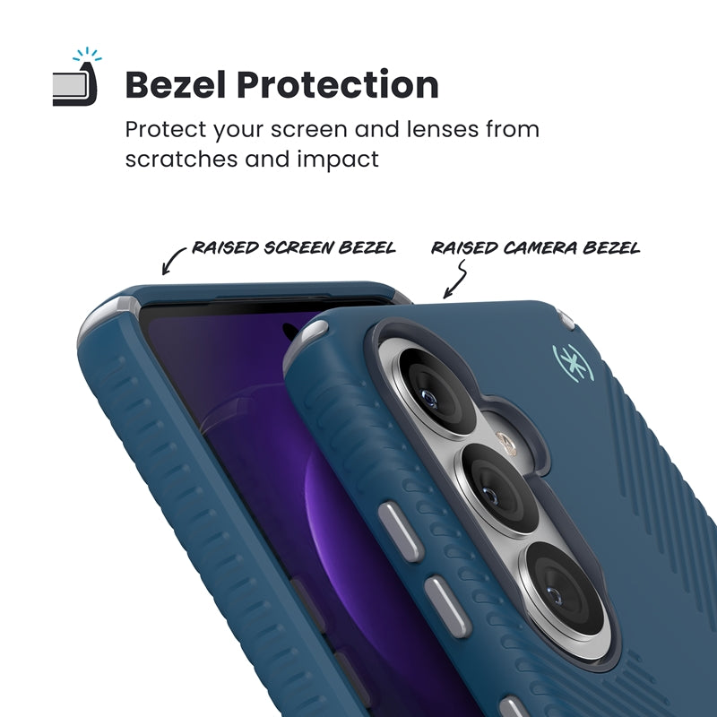 Speck Presidio2 Grip Magnet - Samsung Galaxy S26 MagSafe dėklas (Deep Sea/Silver Metallic/Spell Blue)