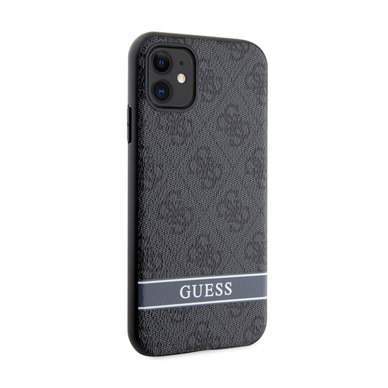 Guess 4G Printed Stripe – dėklas, skirtas „iPhone 11“ / „iPhone XR“ (pilkas)