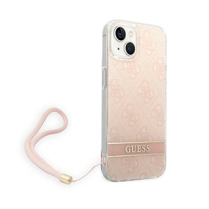 Guess 4G Print Cord - dėklas iPhone 14 Plus (rožinis)