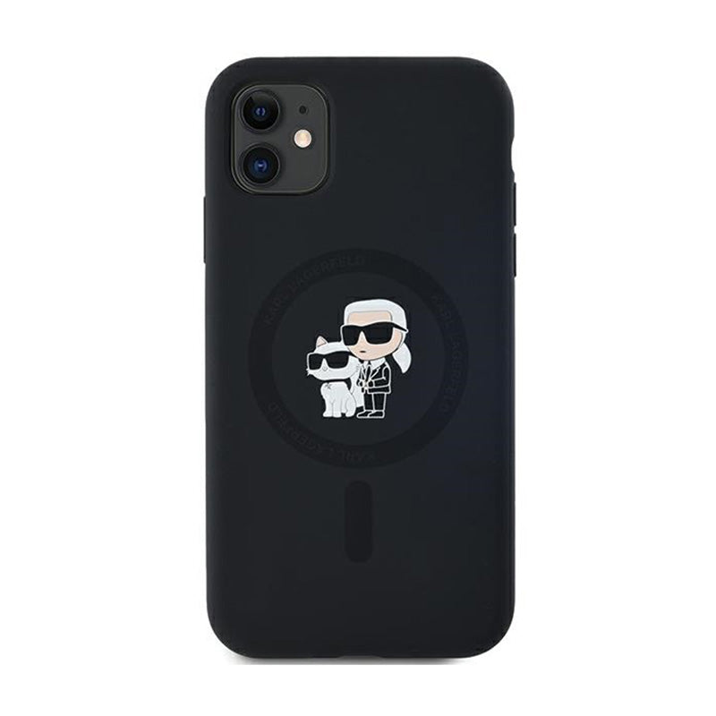 Karl Lagerfeld Silicone Karl & Choupette MagSafe – „iPhone 11“ dėklas (juodas)