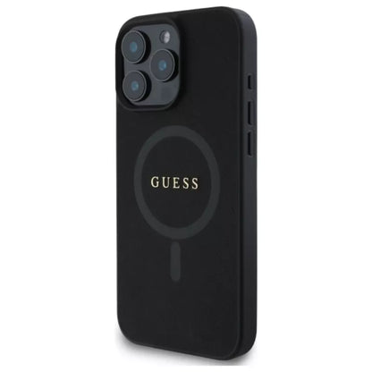 Guess Saffiano Classic Logo MagSafe - Dėklas skirtas iPhone 16 Pro Max (juodas)