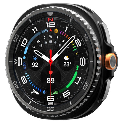 Spigen Rugged Armor – Dėklas, skirtas Samsung Galaxy Watch 8 Classic 46 mm (Matinis juodas)