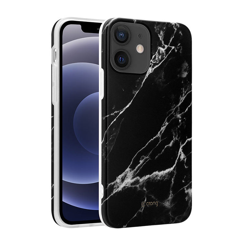 Crong Marble Case - dėklas, skirtas iPhone 12 Mini (juodas)