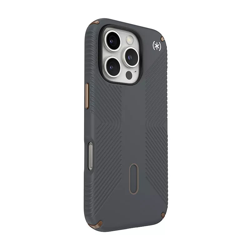 Speck Presidio2 Grip ClickLock & MagSafe – dėklas iPhone 16 Pro (Charcoal Grey / Cool Bronze / White)