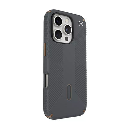 Speck Presidio2 Grip ClickLock & MagSafe – dėklas iPhone 16 Pro (Charcoal Grey / Cool Bronze / White)