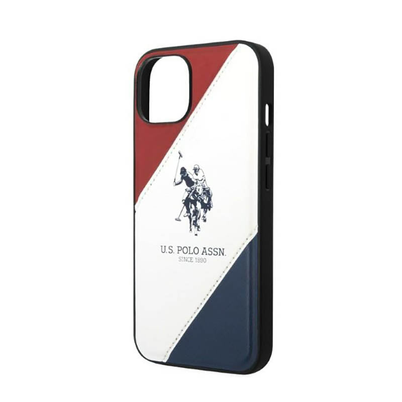 US Polo Assn Tricolor Embossed – Dėklas, skirtas iPhone 14 (baltas)