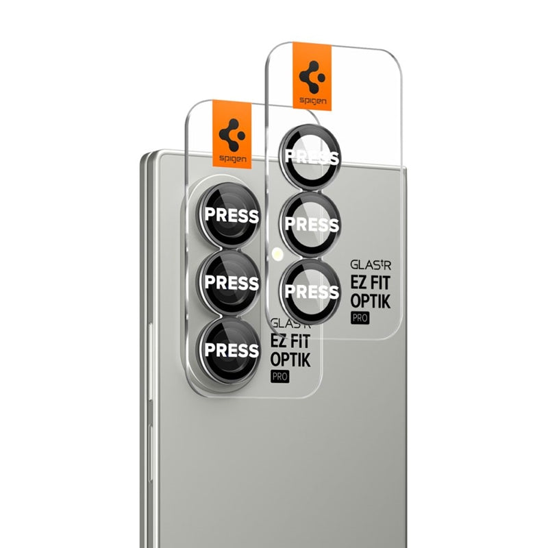 Spigen Optik Pro HD GLAS.TR EZ Fit fotoaparato apsauga 2 vnt. – lęšių apsauga, skirta „Samsung Galaxy Z Fold 7“ (2 vnt.) (juoda)