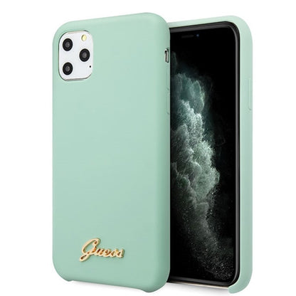 Guess Silicone Vintage - dėklas, skirtas „iPhone 11 Pro Max“ (žalias)