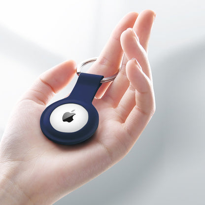 Crong silikoninis dėklas su raktų pakabuku – apsauginis dėklas Apple AirTag raktų pakabukui (tamsiai mėlyna)