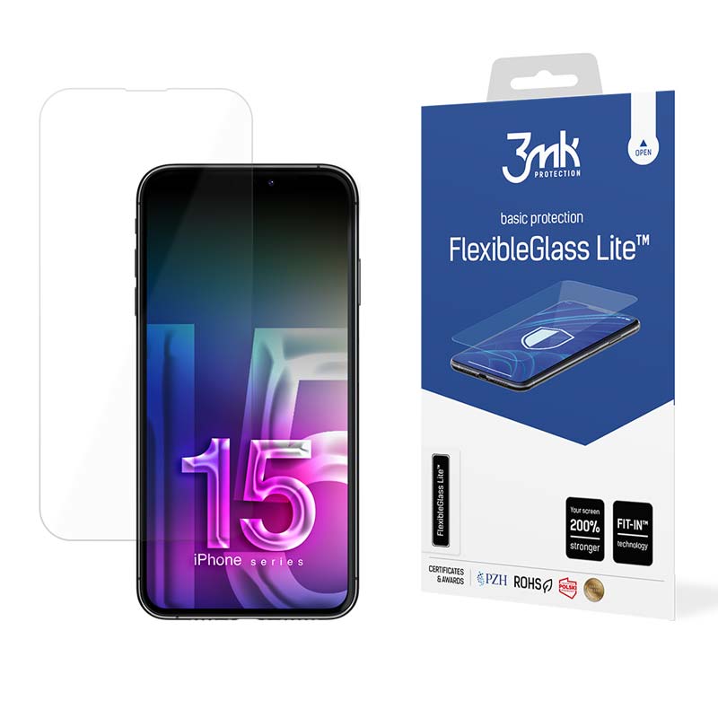 3mk FlexibleGlass Lite - Hibridinis stiklas, skirtas iPhone 15 Pro