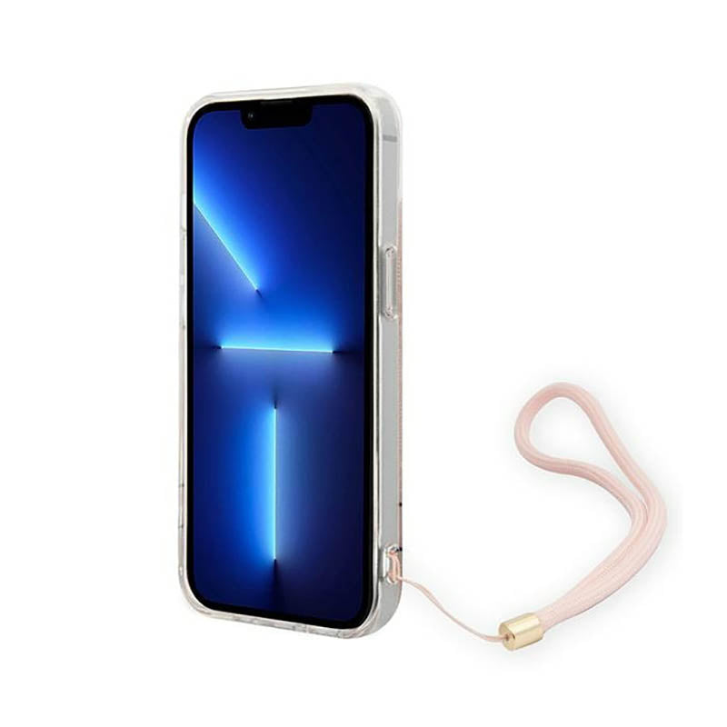 Guess 4G Print Cord - dėklas iPhone 14 Plus (rožinis)