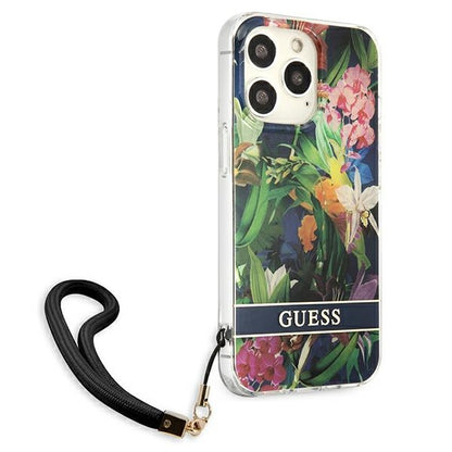 Guess Flower Cord – dėklas iPhone 13 Pro (mėlynas)