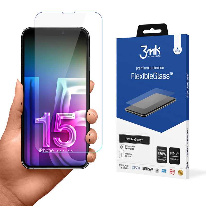 3mk FlexibleGlass – Hibridinis stiklas skirtas iPhone 15 Plus