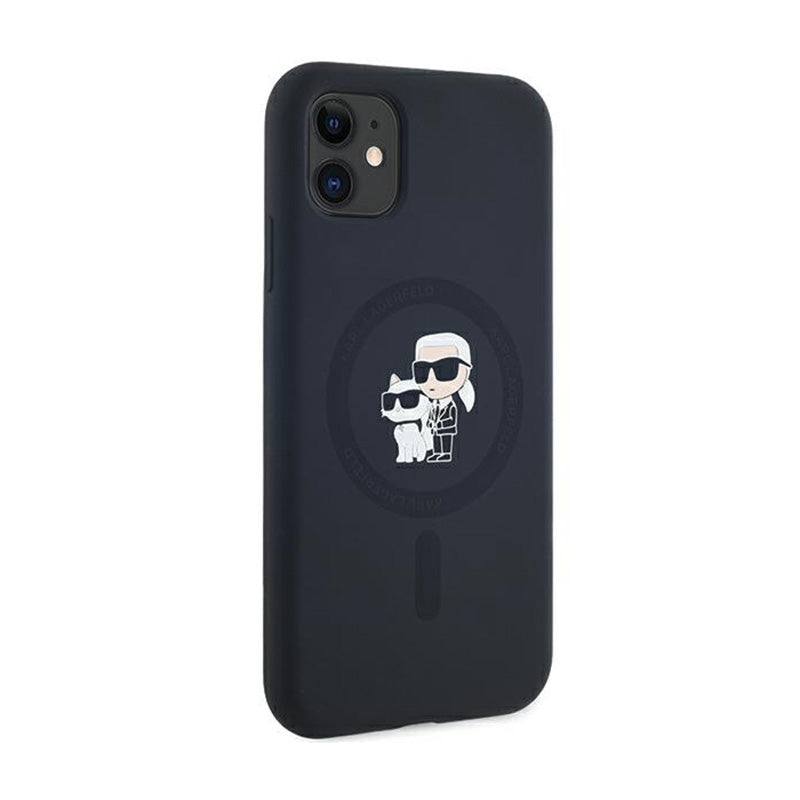 Karl Lagerfeld Silicone Karl & Choupette MagSafe – „iPhone 11“ dėklas (juodas)