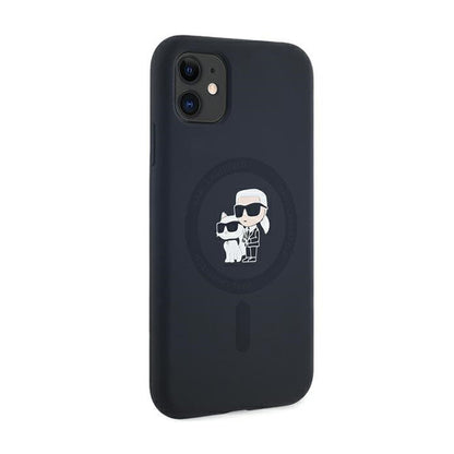 Karl Lagerfeld Silicone Karl & Choupette MagSafe – „iPhone 11“ dėklas (juodas)